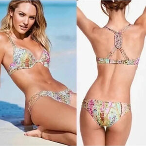 Victoria’s Secret Byron Bay Paisley Foil Macramé Fabulous Bikini Top 34D XS